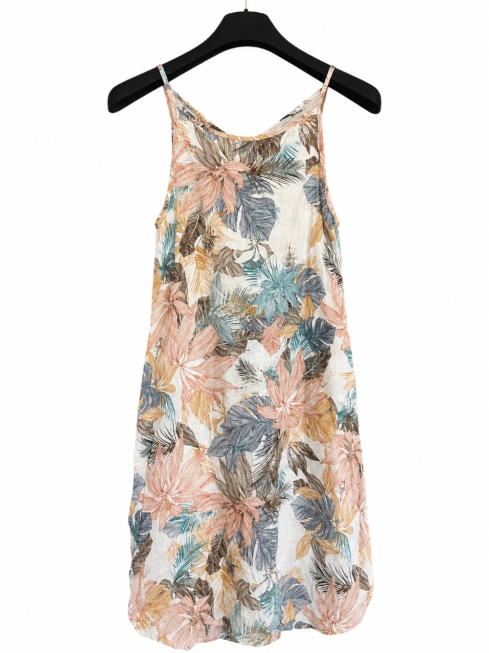 Lungo L'Arno Made In Italy 100% Linen Tropical Floral Maxi Dress Size L